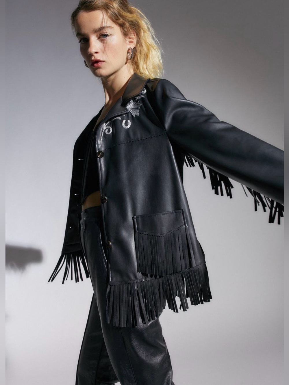 NWOT Arden Faux Leather Western Fringe Jacket by Urban Outfitters
